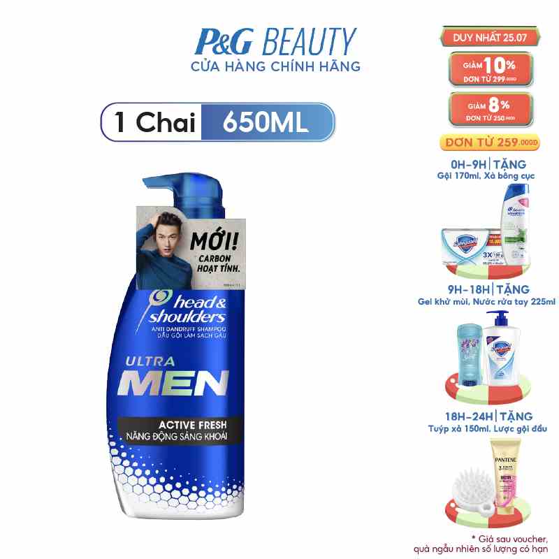 Dầu Gội HEAD AND SHOULDER ULTRAMEN Năng Động Sảng Khoái Chai 650ML