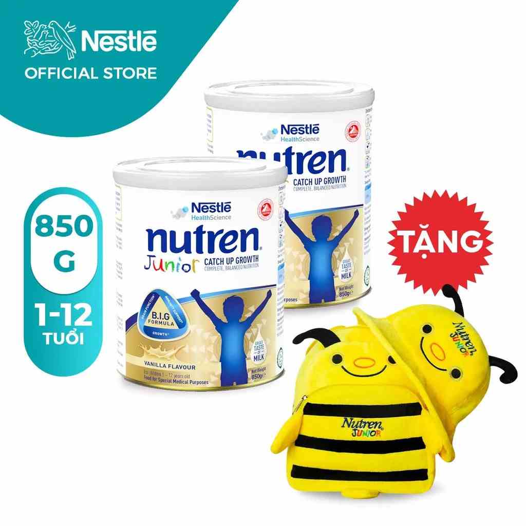 [Tặng 1 balo và nón con ong] Combo 2 lon sữa bột Nutren Junior 850g