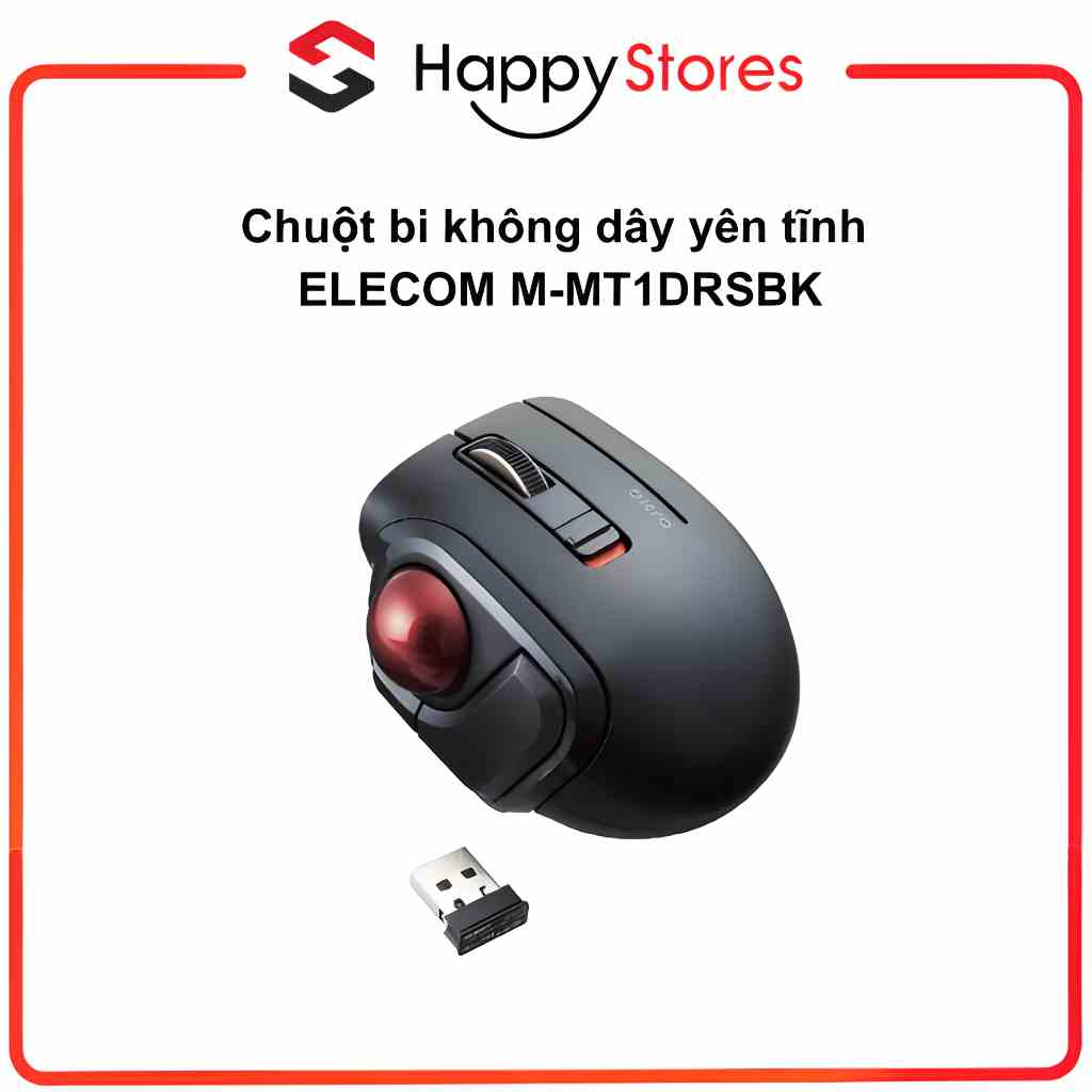 Chuột Bi Không Dây Yên Tĩnh Elecom Bitra Trackball M-MT1DRSBK Chính Hãng