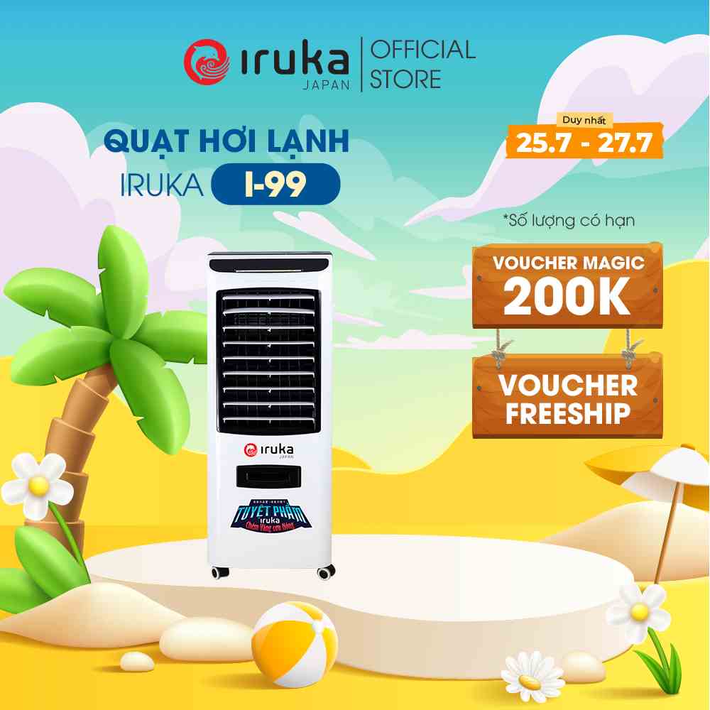 Máy làm mát và lọc không khí Iruka I-99 MADE IN THAILAND,chế độ làm lạnh nhanh và tạo ion lọc không khí,BH chính hãng