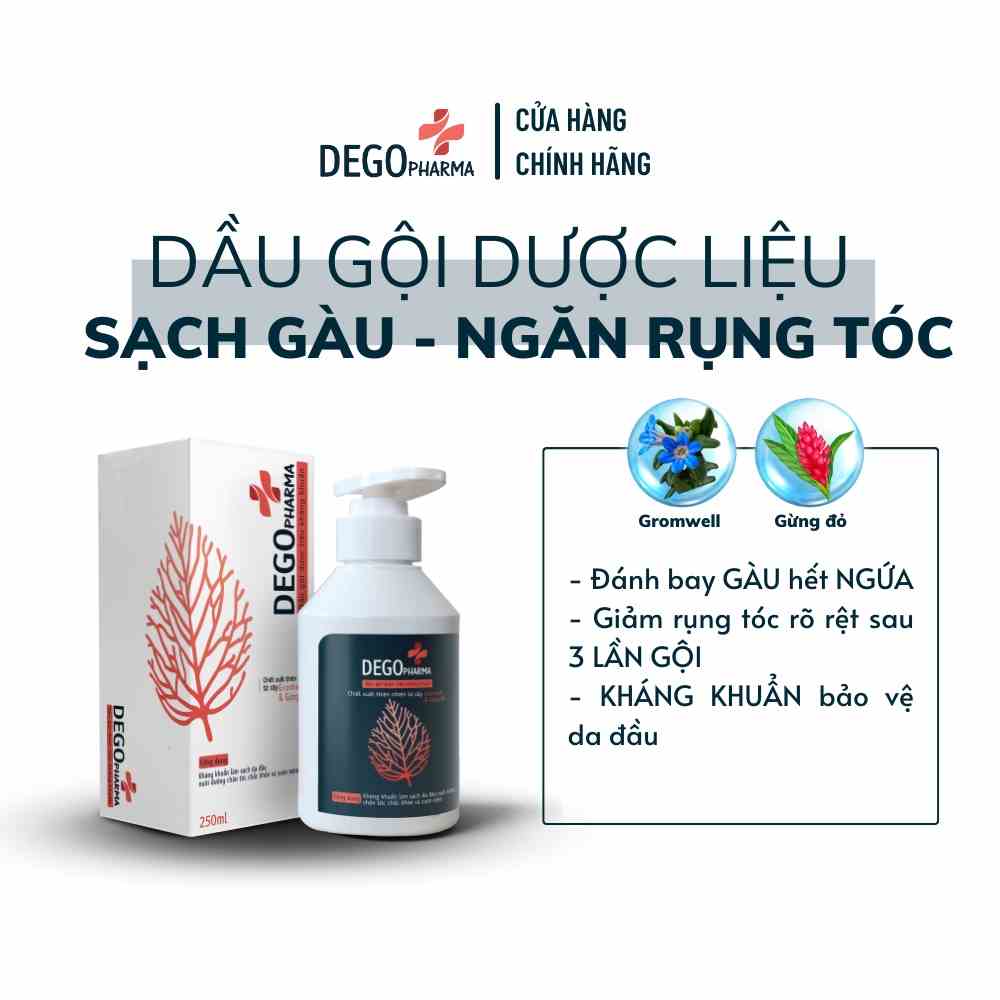 Dầu Gội Gừng DEGO PHARMA 250ml Dược Liệu Tinh Chất Gừng Đỏ - Phục Hồi Tóc Hư Tổn & Giảm Rụng Tóc