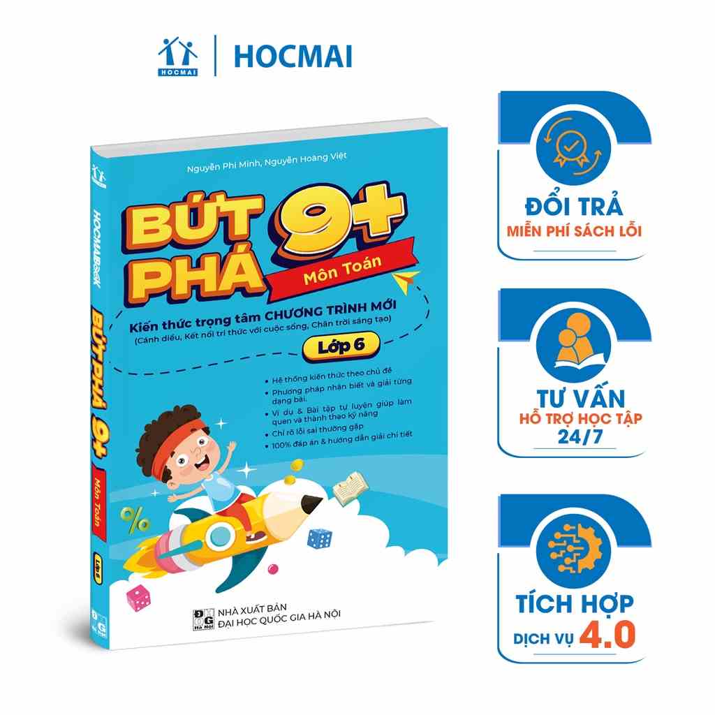 Sách Bứt phá 9+ lớp 6 môn Toán (Theo chương trình SGK mới). Bí kíp giúp con đạt toàn điểm 9,10 trên lớp