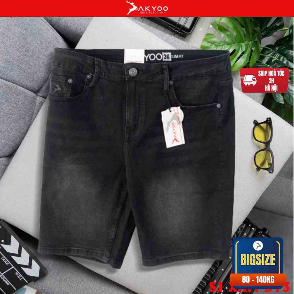 Quần Sooc Jean Big Size Nam 80-140kg AKYOO - Chất Jean Mền Mại Co Giãn 04 Chiều Size Đại Cho BigSize Việt SJ XAM B13