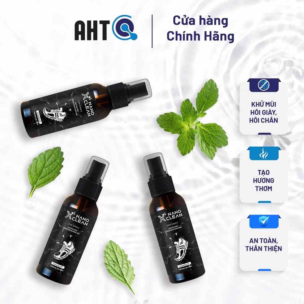 [Combo 3] Chai Xịt Giày Khử Mùi Hôi Giày Nano Xclean For Shoes 50ml - Khử mùi giày, khử mùi thối chân -Nano bạc AHT Corp