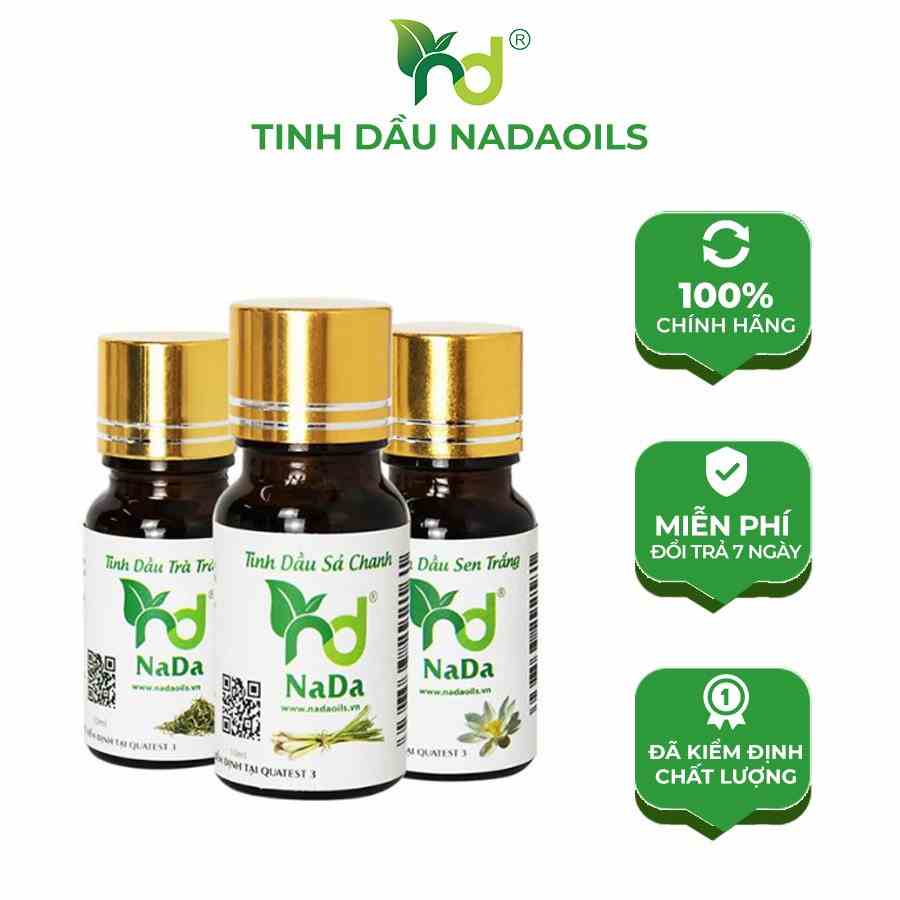 Combo 3 tinh dầu cao cấp NADA OILS nguyên chất: sả chanh, trà trắng, sen trắng từ thiên nhiên, kiểm định Quatest 3