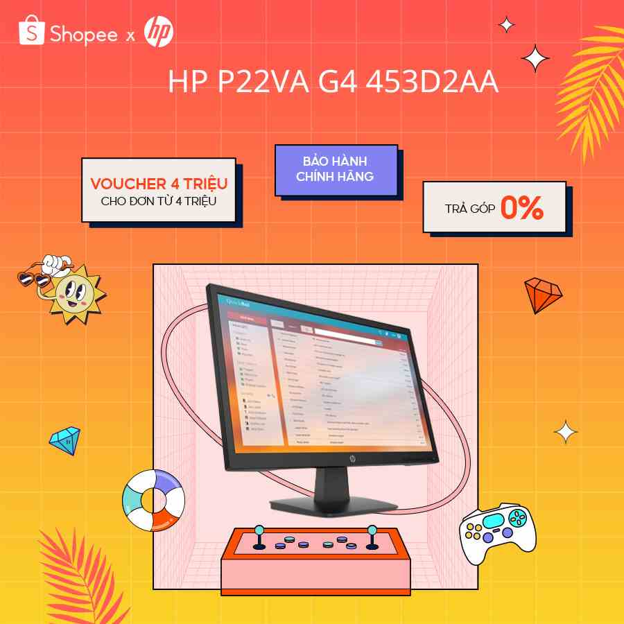 [Mã ELHPPK giảm 10% đơn 500K] Màn hình máy tính HP P22VA G4 453D2AA | 21.5 inch FHD (1920 x 1080) | 60Hz |ĐEN