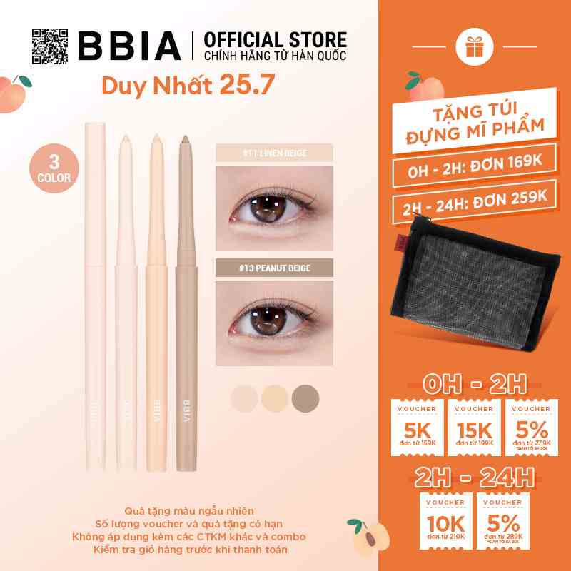 Kẻ Mắt Dạng Gel Bbia Last Auto Gel Eyeliner Version 2 (3 màu) 0.3g Bbia Official Store