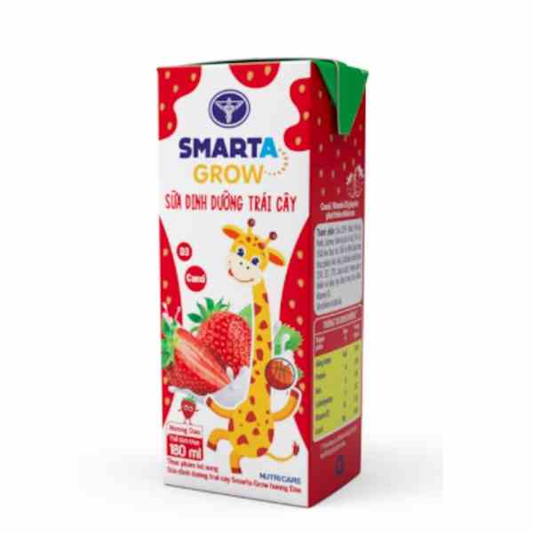 [Mã BMLTA35 giảm đến 35K đơn 99K] Thùng sữa dinh dưỡng trái cây Nutricare Smarta Grow hương Dâu (180ml x 48 hộp)