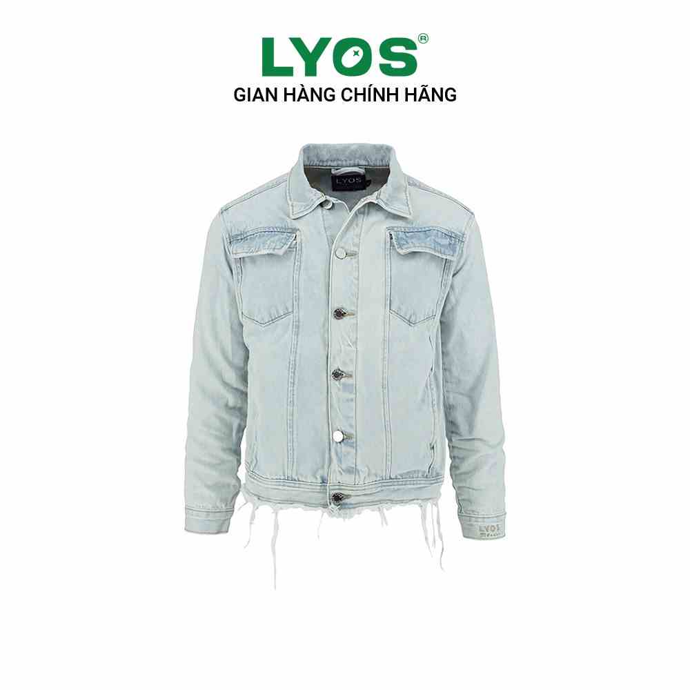 [Mã BMLTB35 giảm đến 35K đơn 99K] Áo Khoác LYOS Light Blue Whiskering Denim D07 Xanh