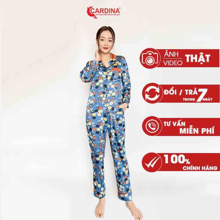 Đồ Bộ Nữ 𝐂𝐀𝐑𝐃𝐈𝐍𝐀 Pijama Chất Lụa Satin Nhật Cao Cấp Áo Dài Tay Quần Dài Họa Tiết 1Pi06