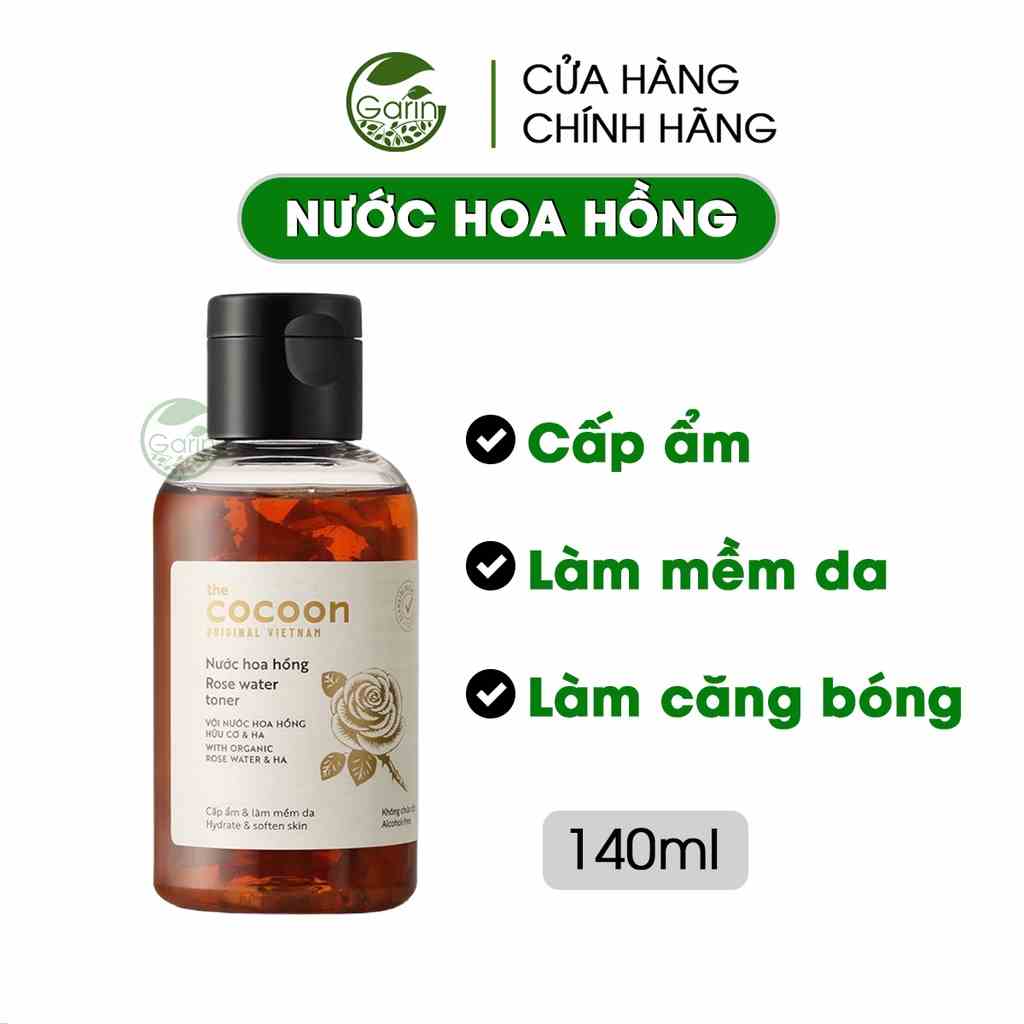 [Mã BMLTB35 giảm đến 35K đơn 99K] Toner nước hoa hồng Cocoon Garin 140ml cấp ẩm và làm mềm da