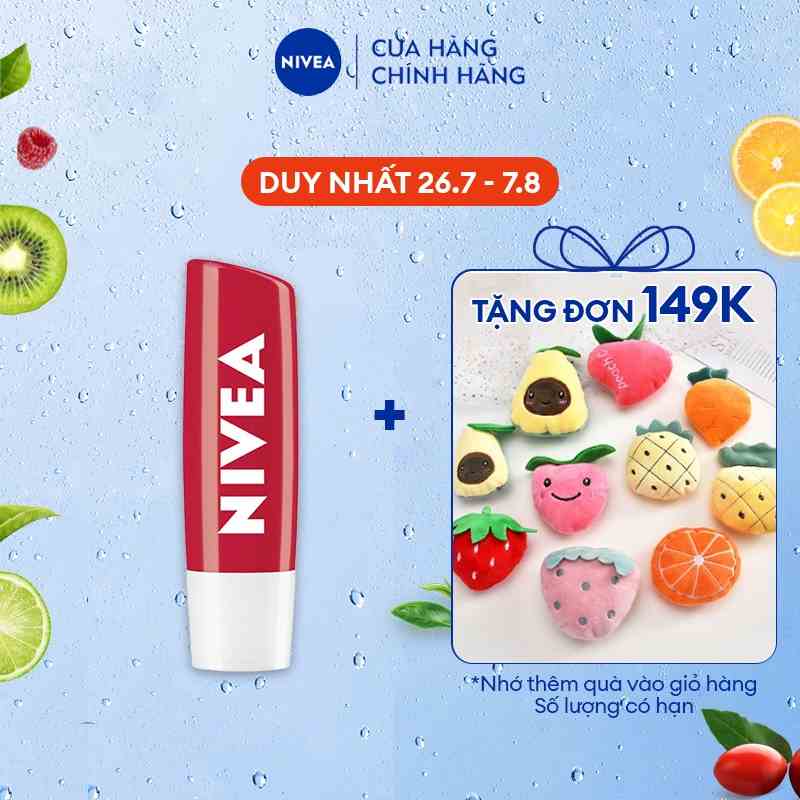 Son dưỡng ẩm Nivea sắc đỏ dâu tây Strawberry Shine (4.8g) 85083