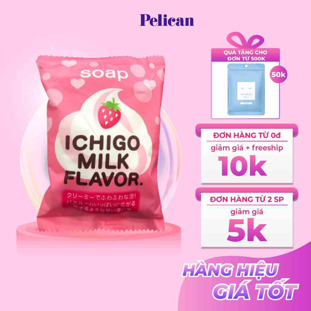 [Mã BMLTB35 giảm đến 35K đơn 99K] Xà phòng tắm chiết xuất từ sữa và dâu tây Pelican Petit Berry Soap 80g