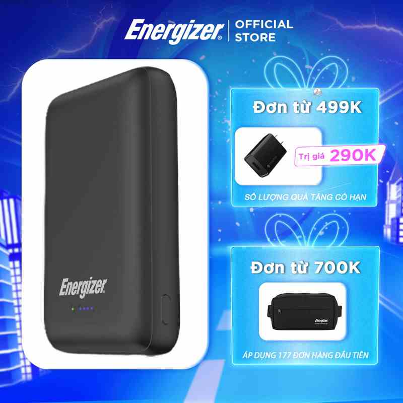 Pin dự phòng Energizer 10,000mAh QP10000PQ -tích hợp sạc nhanh đa nền tảng,thiết kế cốc hút giữ thiết bị-Hàng Chính Hãng