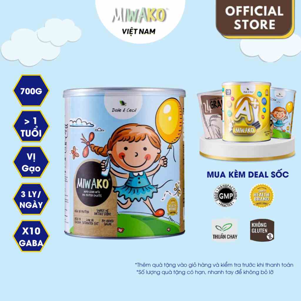 Sữa Hạt MIWAKO Hộp 700g x 1 Hộp Vị Gạo Dễ Uống- Miwako Official Store