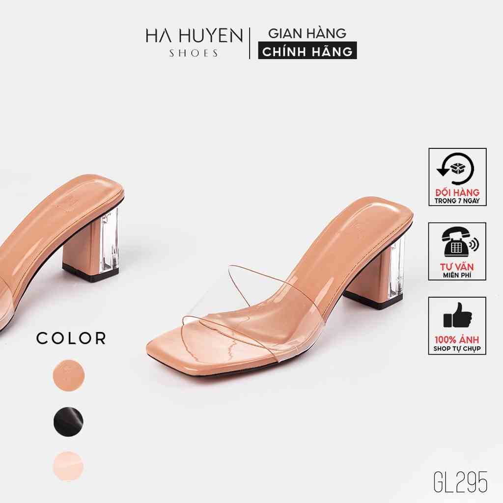 [Mã BMLTB200 giảm đến 100K đơn 499K] Guốc lê nữ Hà Huyền Shoes quai ngang trong gót vuông 5 phân thời trang - GL295