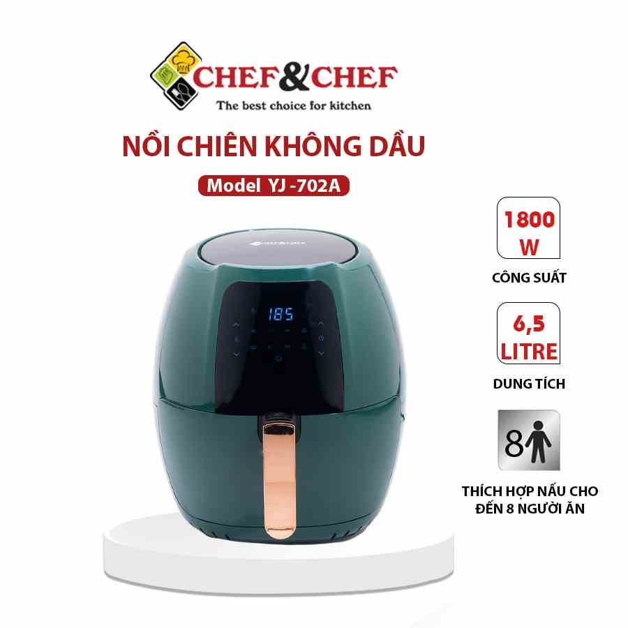 Nồi chiên không dầu CHEF&CHEF 6.5L điện tử (YJ 702A) có thể điều chỉnh với bảng điều khiển được setup sẵn các chức năng