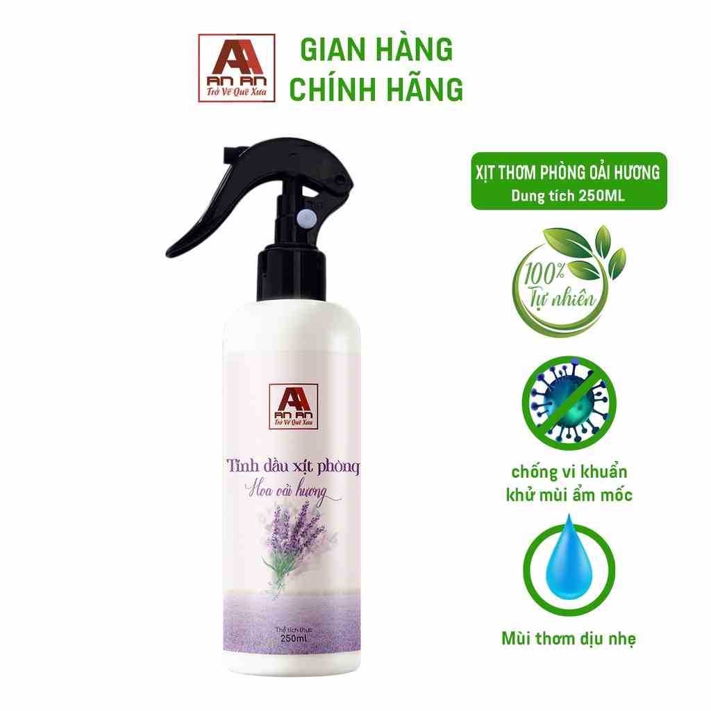 Xịt Phòng AN AN 250ml tinh dầu Oải Hương nguyên chất đạt chuẩn USDA, GMP thơm phòng, khử mùi hiệu quả.