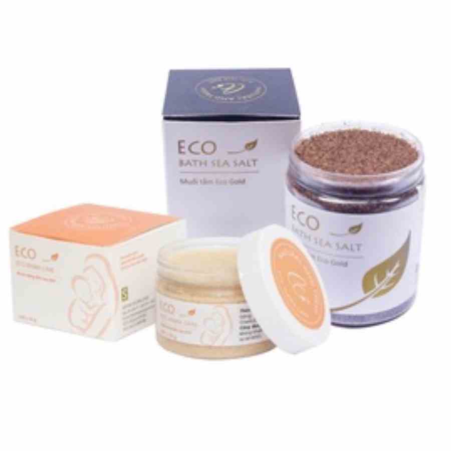 Combo 1 lọ muối tắm bé thảo dược Eco gold Sinh Dược 400g và 1 lọ muối xông tắm Sinh Dược 200g