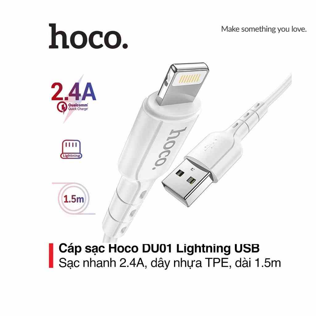 Cáp sạc 2.4A Hoco DU01 dây TPE siêu bền truyền dữ liệu nhanh chóng cho 6/7/8 dài 1.5M