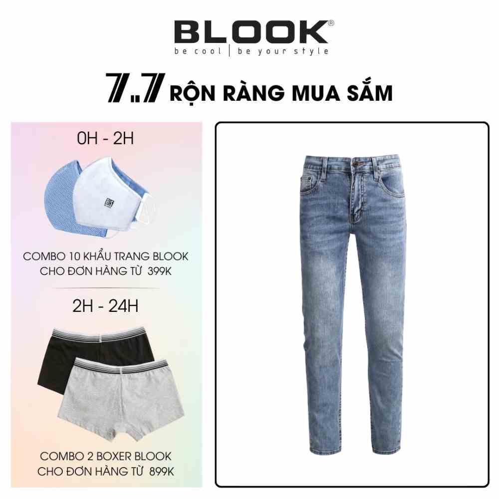 Quần Jeans BLOOK form slimfit ống đứng , không rách co giãn mã 80601