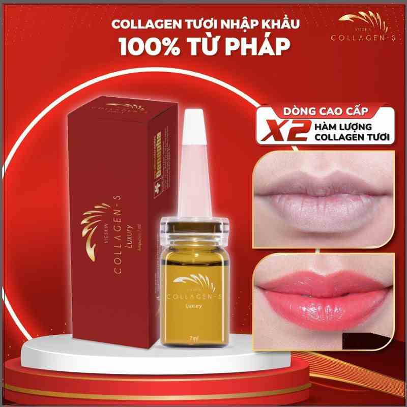 Tinh chất collagen tươi Vieskin Luxury dưỡng môi sau phun xăm, kích màu sắc nét, tự nhiên, siêu căng bóng, lọ 7ml