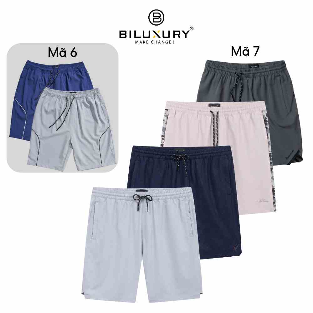 Quần Đùi Short Nam Thể Thao T2 6QDGT003 - 7QDGH Biluxury Vải Gió Mỏng Mát Không Bai Gião Co Xù Có Túi Trước Sau