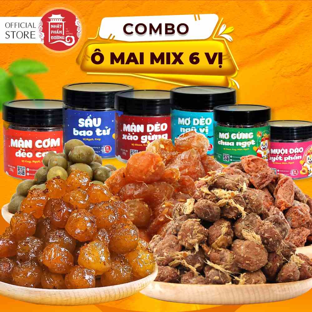 Combo 6 hộp ô mai mix vị Nhất Phẩm Đường 250g/hộp các loại đào, mận, mơ, sấu xí muội