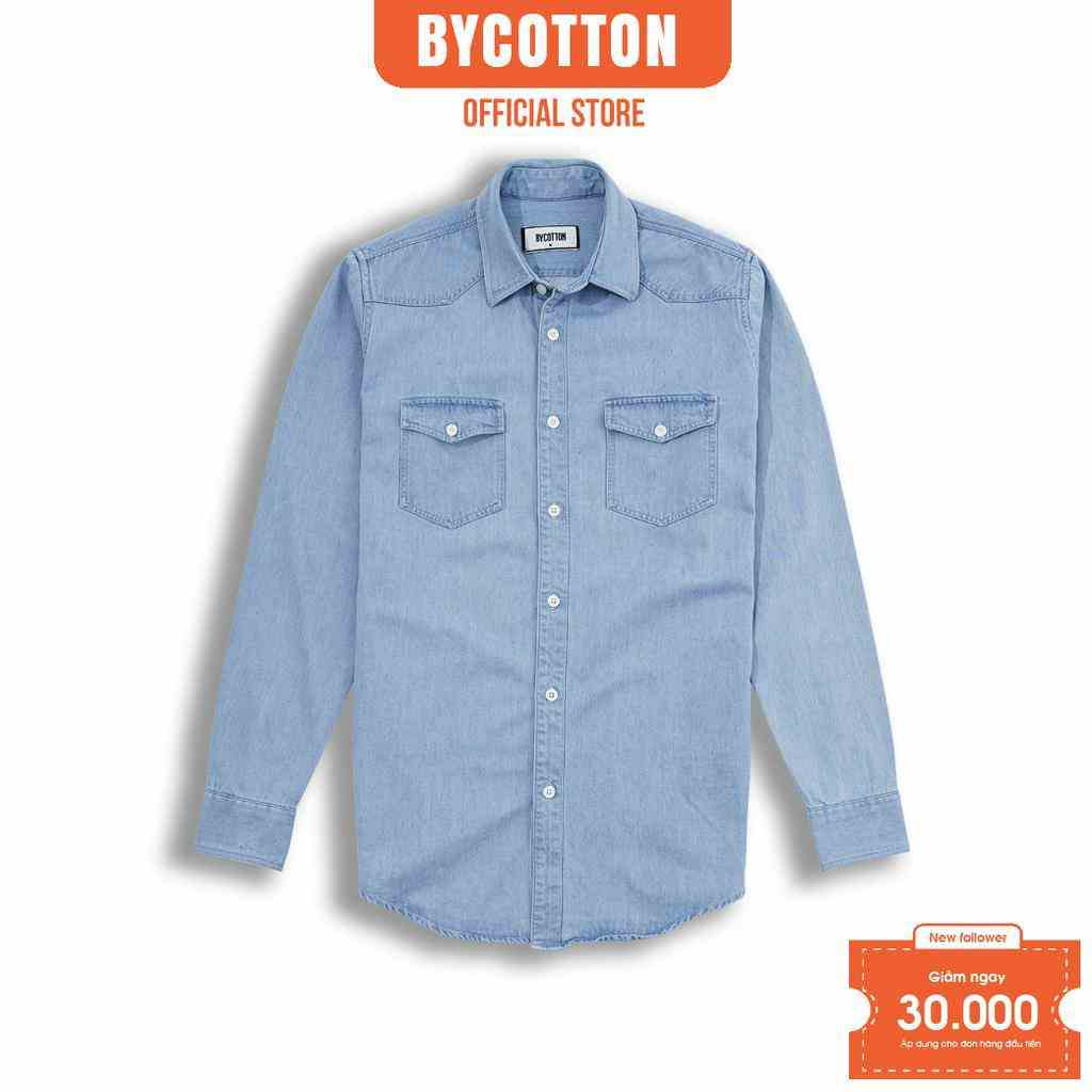 [Mã BYCOSM30 giảm 30% đơn 0K] Áo Sơ Mi Nam Dài Tay Trơn BY COTTON Denim Mix Shirt