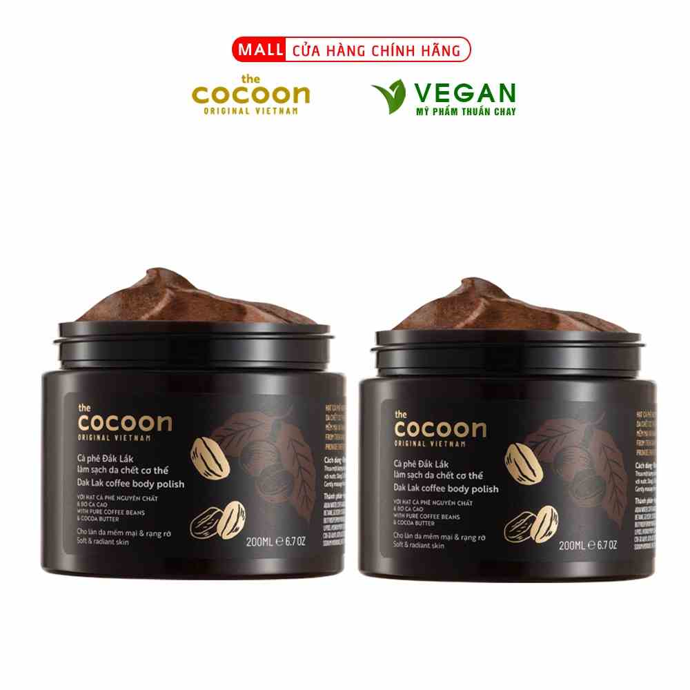 [Mã BMLTB200 giảm đến 100K đơn 499K] Combo 2 hũ Cà phê Đắk lắk làm sạch da chết Cocoon (200ml/hũ)