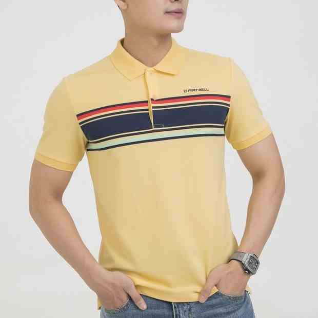 Áo thun polo nam DARNELL tay ngắn kẻ ngang ngực chất cotton mềm mại slimfit thời trang, nhẹ thoáng mát DN0015