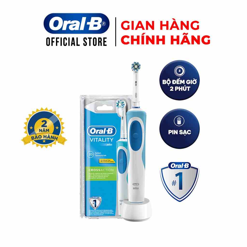 Bàn chải đánh răng Oral-B, hàng chính hãng 100%, bảo hành 24 tháng.