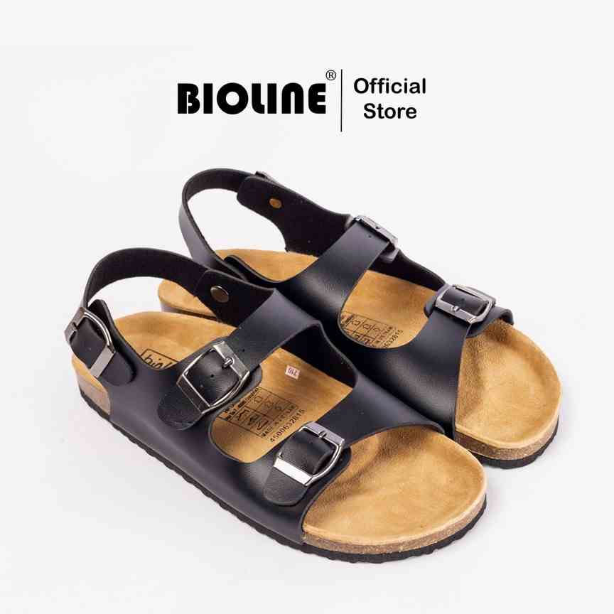 Mã PU02 - Sandal công sở Birken Đế Trấu BIOLINE Official Thiết Kế Unisex Hai Quai Ngang Da PU