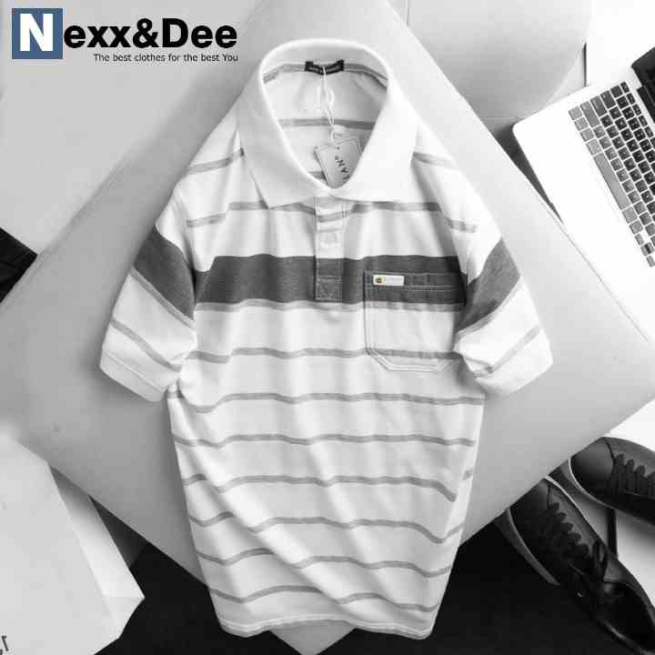 Áo thun polo nam trung niên Nexx & Dee sọc ngang thể thao có cổ bẻ trung niên chất liệu cá sấu thoáng mát cao cấp NS029