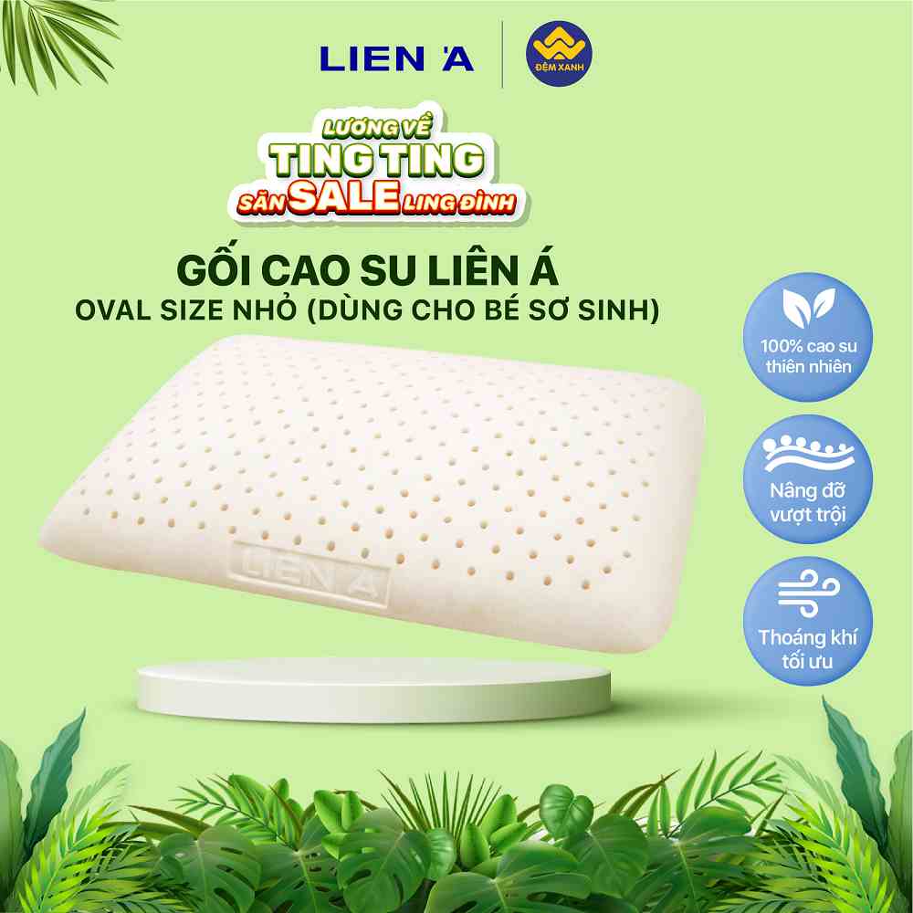 Gối cao su Liên á oval size nhỏ 17x35x2 ( dùng cho bé sơ sinh)