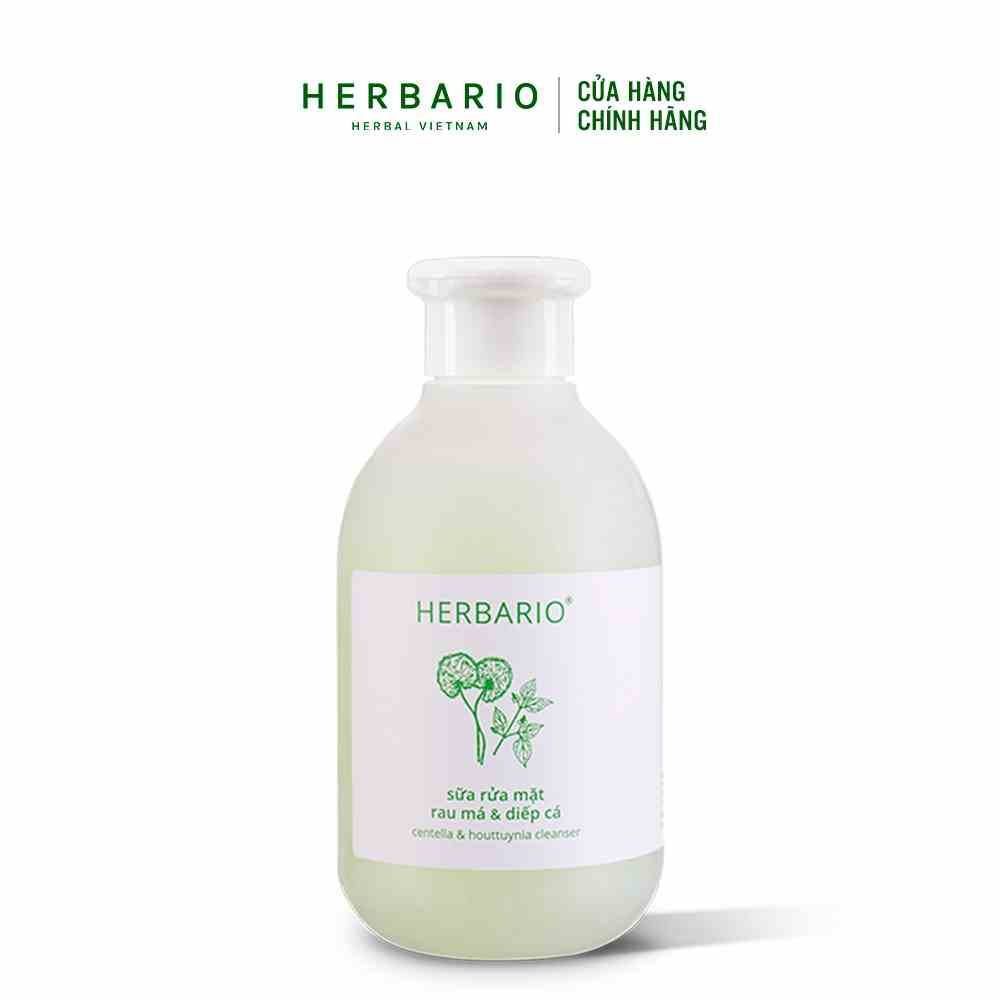 [Mã BMLT30 giảm đến 30K đơn 299K] Sữa rửa mặt Rau má & Diếp cá herbario 200ml Sạch mụn giảm dầu thuần chay