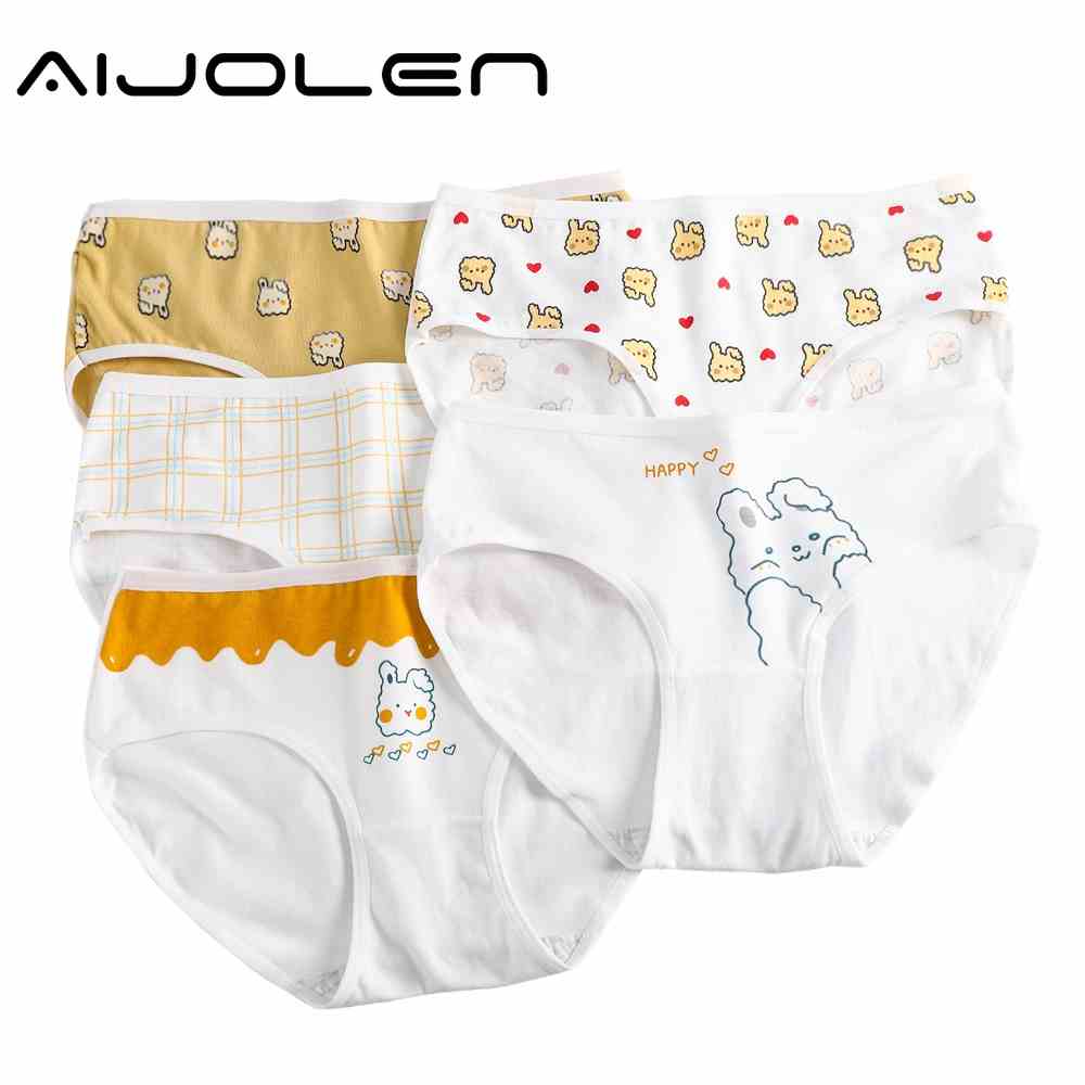 Quần Lót Aijolen Vải Cotton Thoáng Khí In Họa Tiết Thỏ Hoạt Hình Dễ Thương Cho Nữ