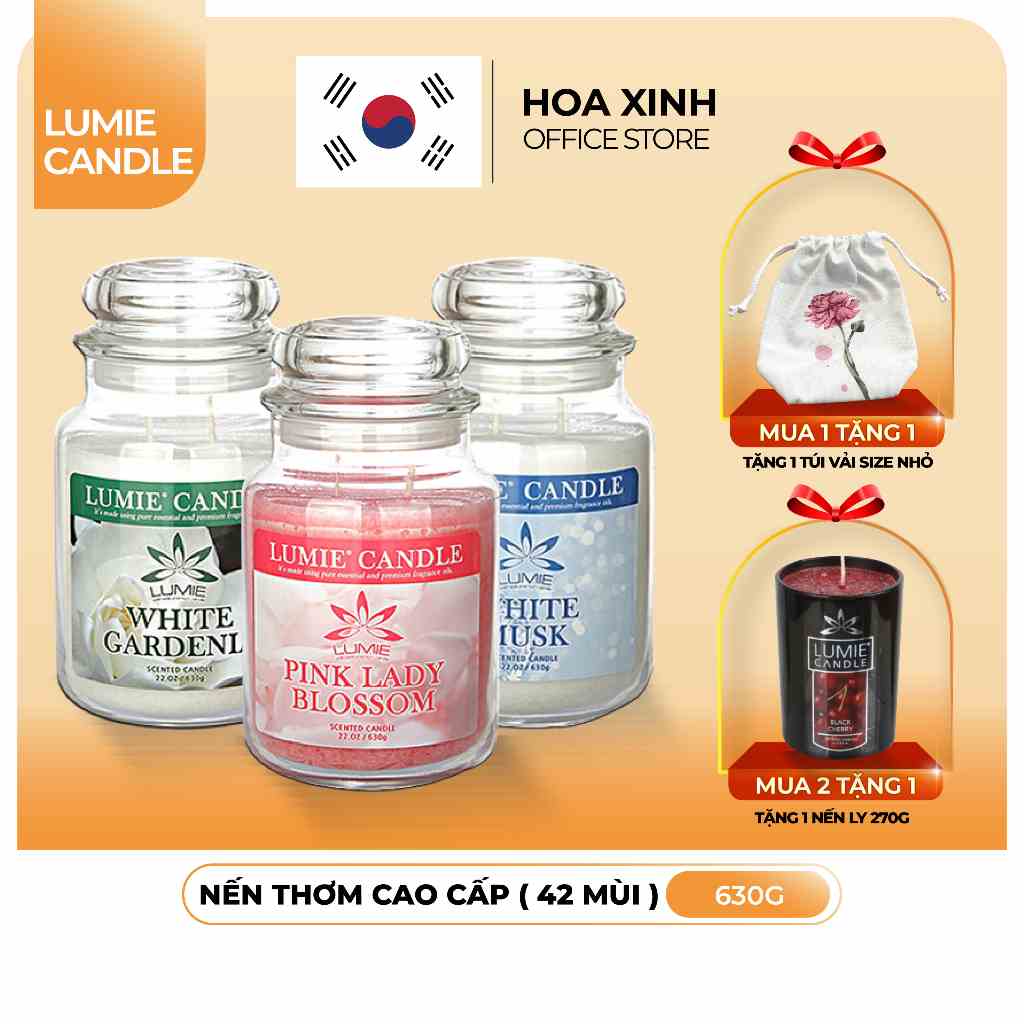 Nến Thơm Cao Cấp Hàn Quốc LUMIE CANDLE size L 630g - 42 Mùi Hương