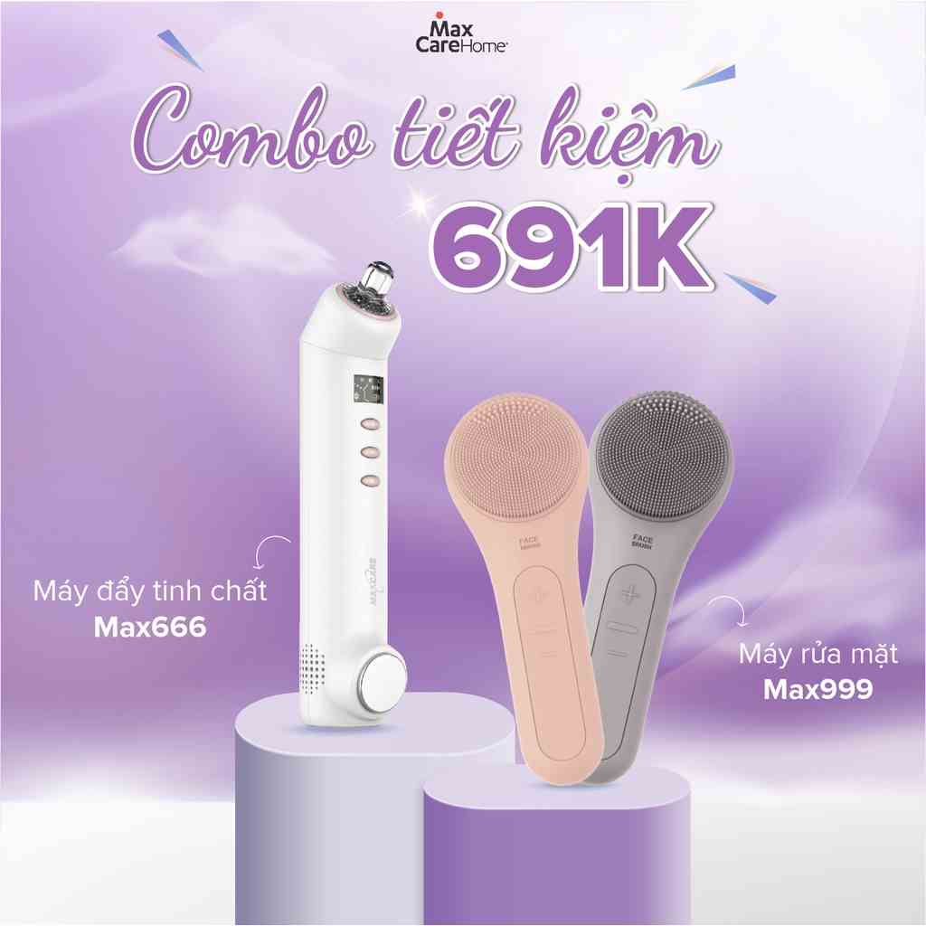 [Combo giảm 691K] Máy hút mụn đầu đen nóng lạnh Max666 + Máy rửa mặt Maxcare Max999 (Ưu đãi ngày tháng 8)