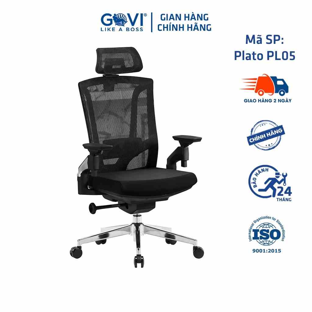 Ghế công thái học GOVI Ergonomic Plato PL05 - Tựa đầu điều chỉnh cao thấp, tựa tay 4D nâng hạ, cơ chế ngả lưng 135 độ