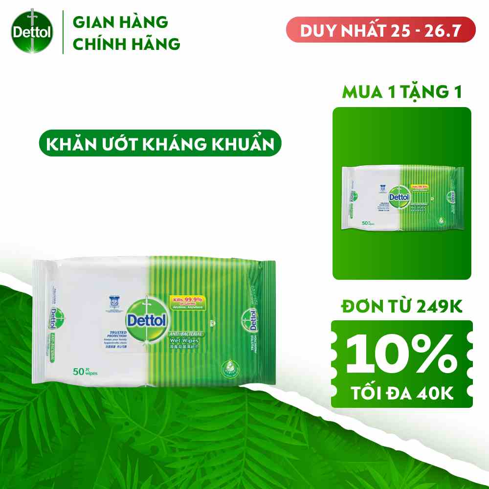 Khăn ướt Dettol kháng khuẩn 50 tờ