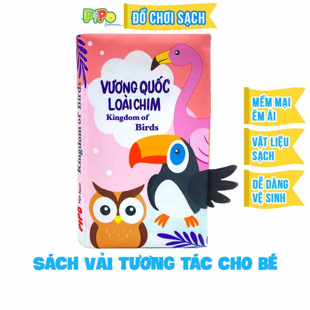 [Mã BMLTA35 giảm đến 35K đơn 99K] Sách vải tương tác đoán đuôi PipoVietnam - Vương quốc các loài chim