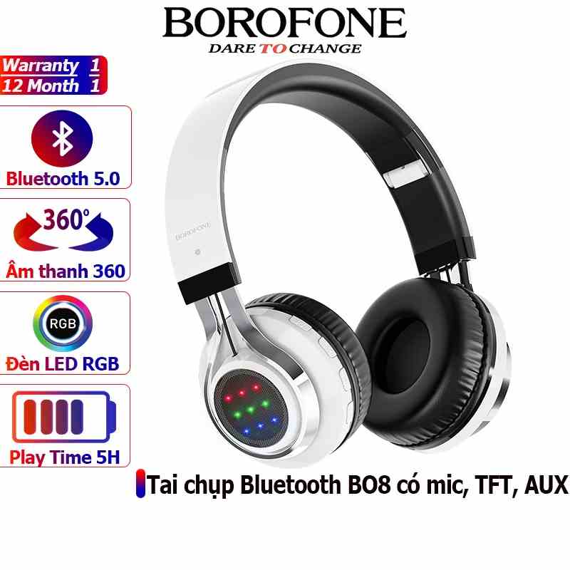 Tai nghe chụp tai không dây BOROFONE BO8 chống ồn có khe thẻ nhớ, bluetooth