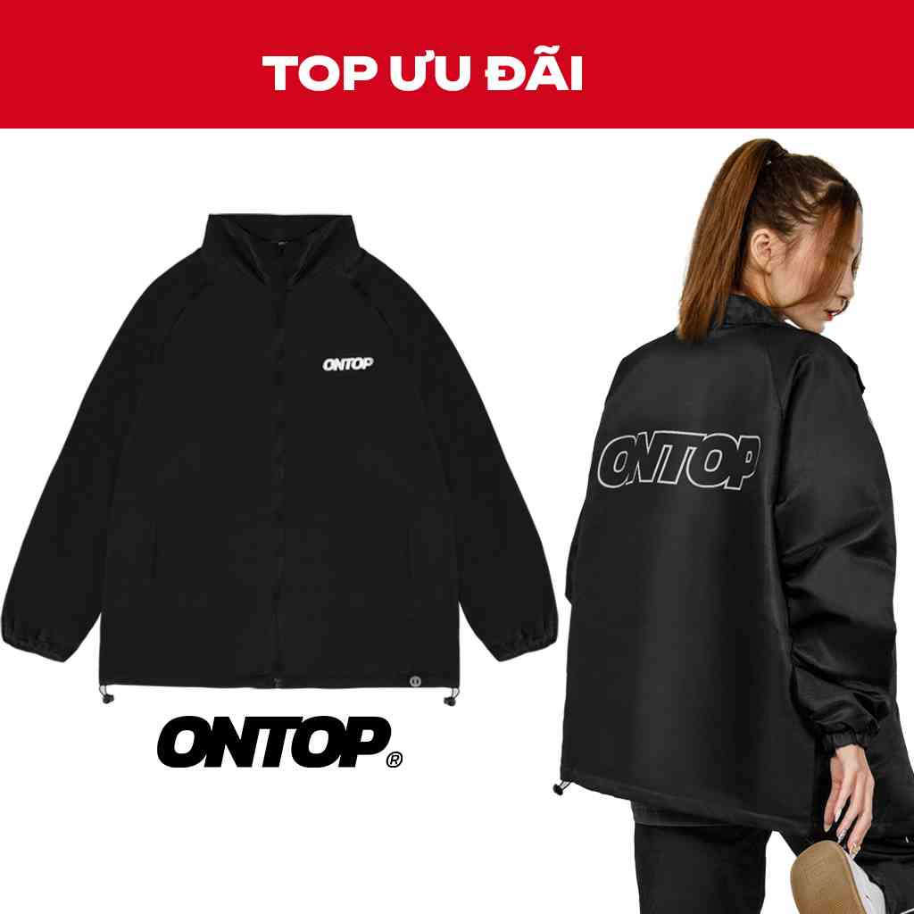 Áo khoác dù local brand ONTOP màu đen, cổ trụ Basic Renew O13-AK3