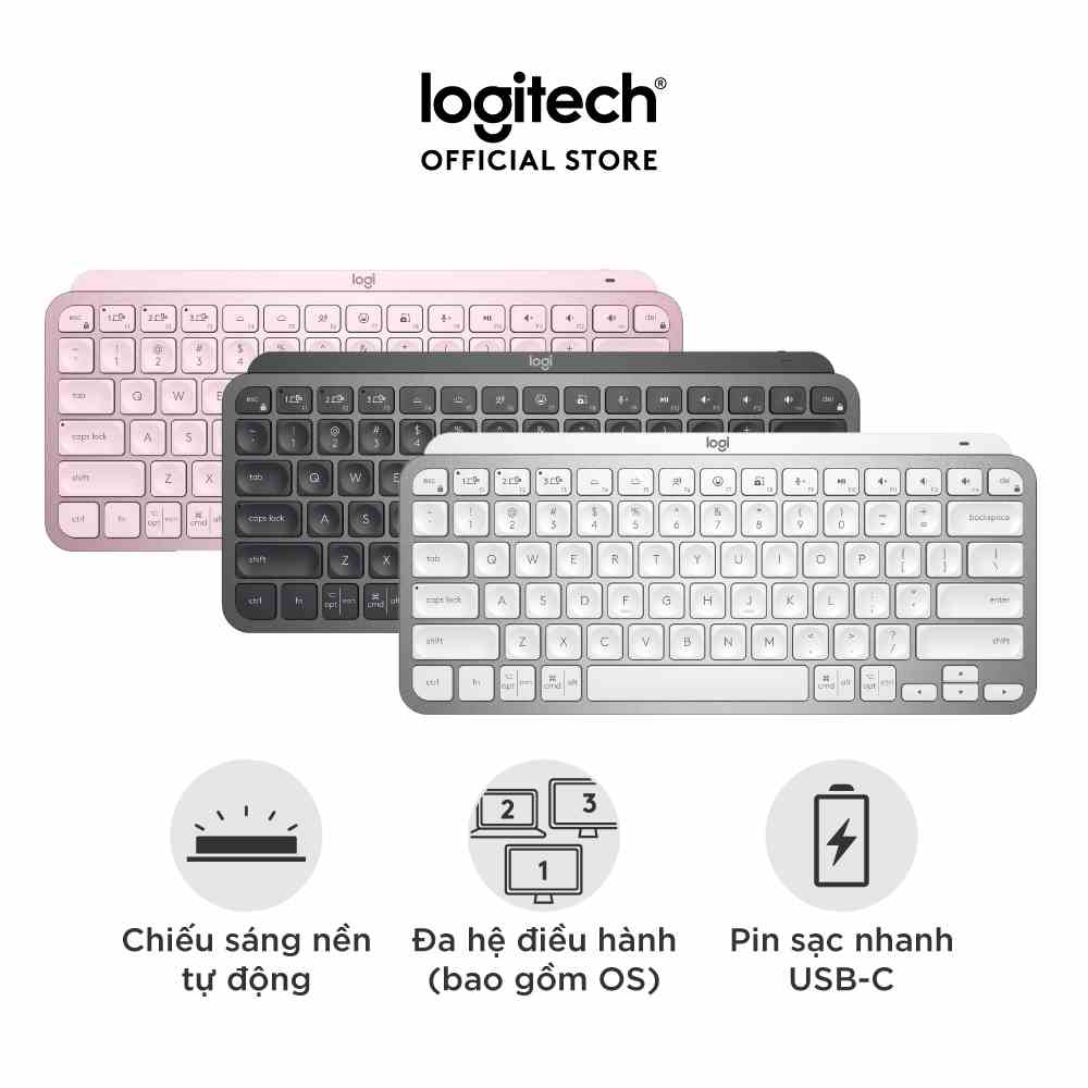 [Mã ELLOGIWL9 giảm 10%]Bàn phím không dây Bluetooth Logitech MX Keys Mini - Nhỏ gọn, Phím tắt thông minh, Có bản cho Mac