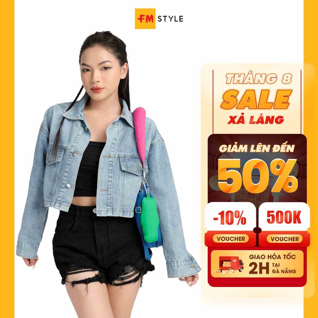 Áo khoác jean croptop FMSTYLE chất Denim cao cấp bền đẹp theo thời trang phong cách cá tính năng động 23060796