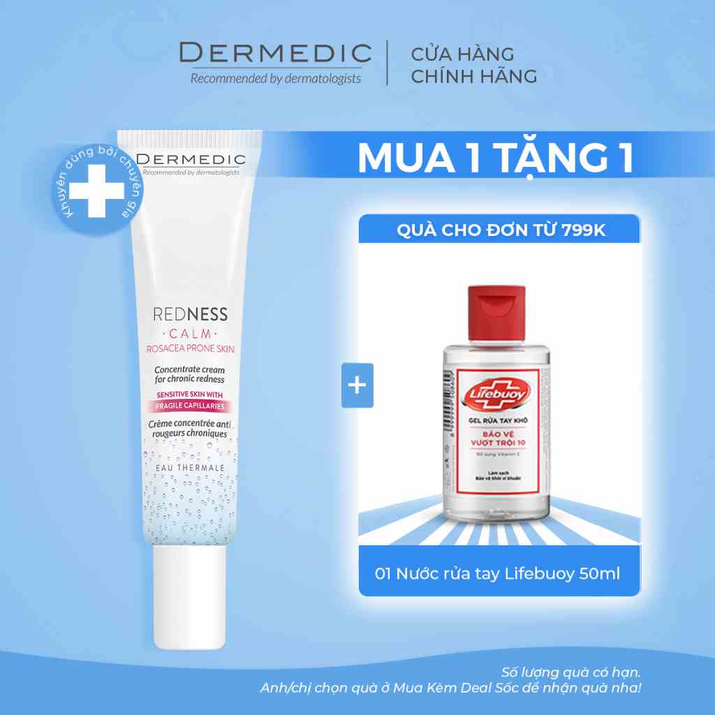 Kem dưỡng Redness Concentrate Cream For Chronic Dermedic - Dành cho da nhạy cảm mẫn đỏ 40ml