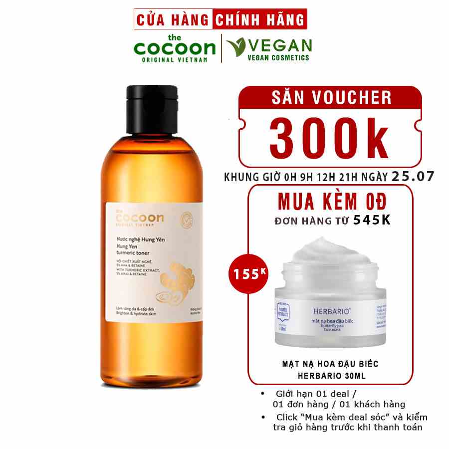 Bigsize - Nước nghệ Hưng Yên (toner) Cocoon làm sáng da & cấp ẩm 310ml thuần chay