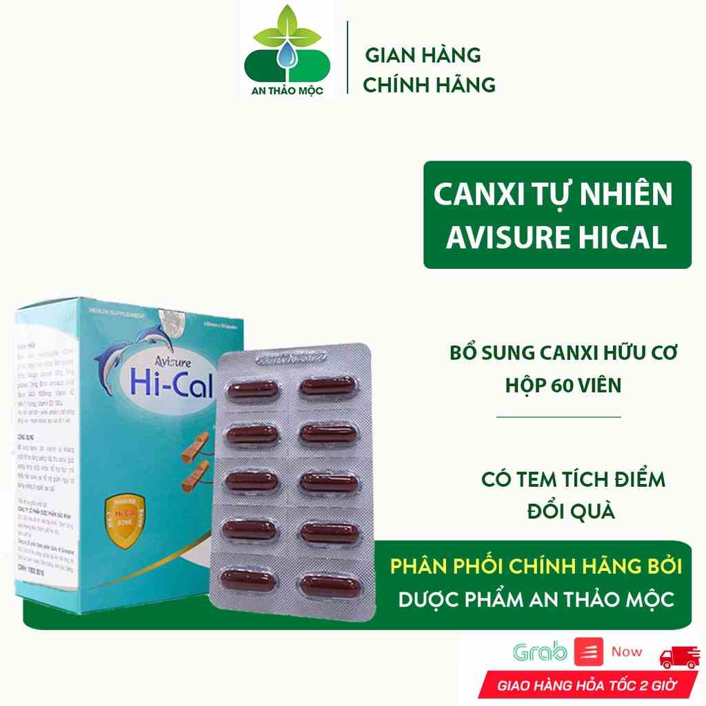 Viên Uống Avisure Hi Cal Canxi Nano Bổ Sung Calci Giảm Nguy Cơ Loãng Xương Răng Chắc Khỏe. Hộp 60 viên