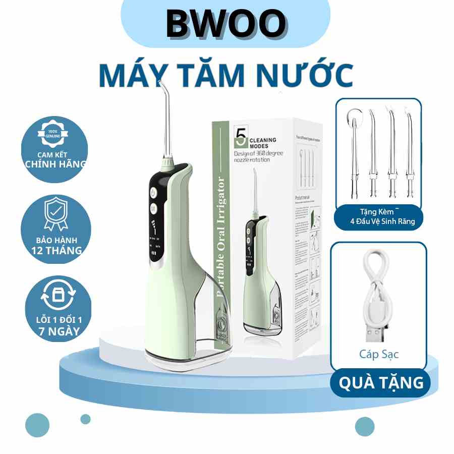 Máy tăm nước BWOO H2ofloss BPF - 01 Cao cấp chính hãng  - lỗi 1 đổi 1 trong 30 ngày - BH 12 tháng - Dụng cụ vệ sinh răng